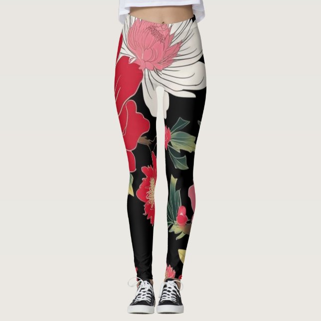 Leggings Moderna fiesta de cumpleaños de flor de sakura col (Anverso)