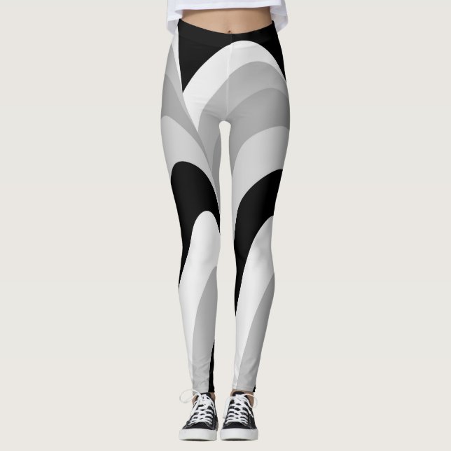 Leggings Moderna Moda de patrón blanco negro elegante (Anverso)