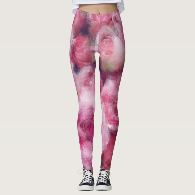 Leggings Moderna Moda floral elegante rosa Roses Roses Rojo (Anverso)
