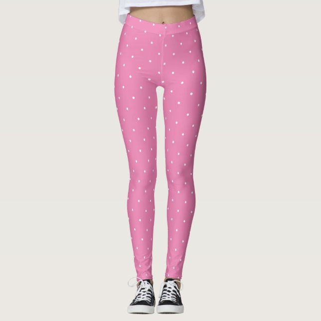Leggings Moderna plantilla rosa de moda Círculos blancos el (Anverso)