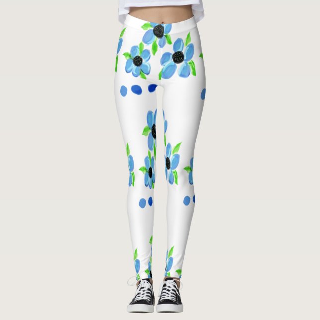 Leggings Moderna ropa deportiva floral azul (Anverso)