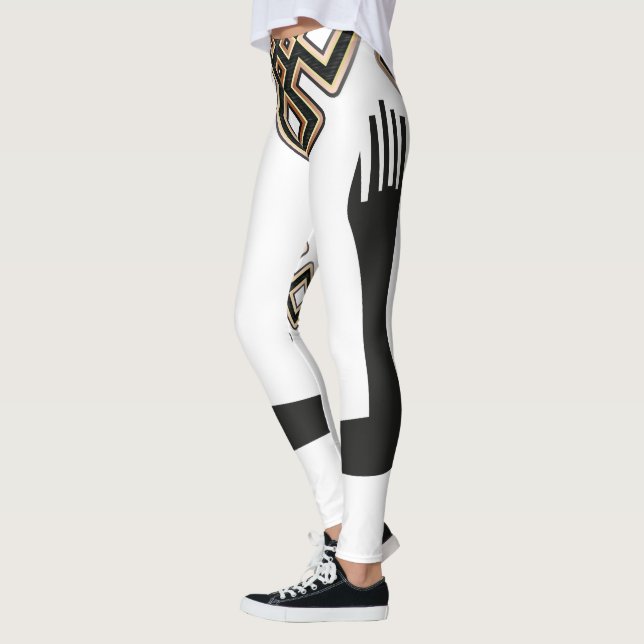 Leggings Moderna y elegante artesanía de oro negro blanco (Izquierda)