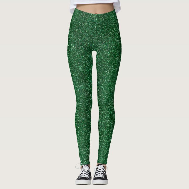 Leggings Moderna y elegante Purpurina verde esmeralda Spark (Anverso)
