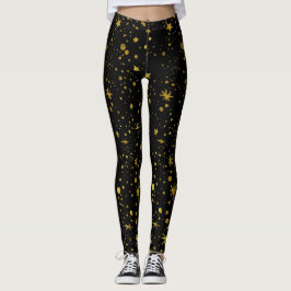 Leggings Modernas estrellas de oro negro resumen yoga