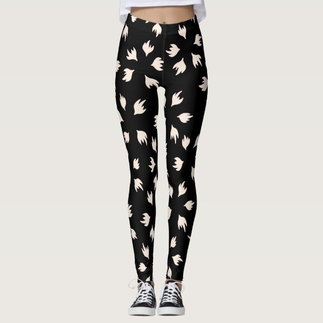Leggings moderno abstracto en blanco y negro (Anverso)
