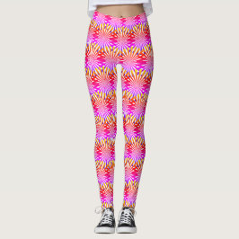 Leggings Moderno Abstracto Femenino Rayos Gradiente Rosa Fu