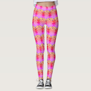 Leggings Moderno Abstracto Femenino Rayos Gradiente Rosa Fu