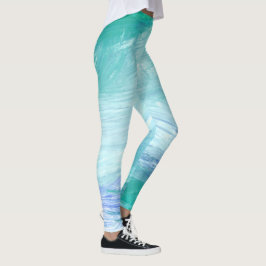 Leggings Moderno Azul Turquesa Azul Azul Abstracto Cepa