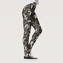 Leggings Moderno Camuflaje Militar Patrón verde marrón