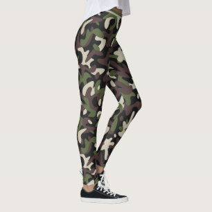 Leggings Moderno Camuflaje Militar Patrón verde marrón