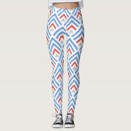 Leggings Moderno chevron de saltos clásico azul y rojo