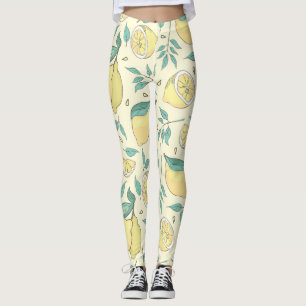 Leggings Moderno cítricos limón amarillo veraniego personal