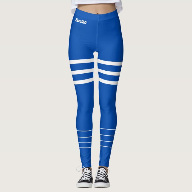 Leggings Moderno entrenamiento monogramado en blanco azul (Anverso)