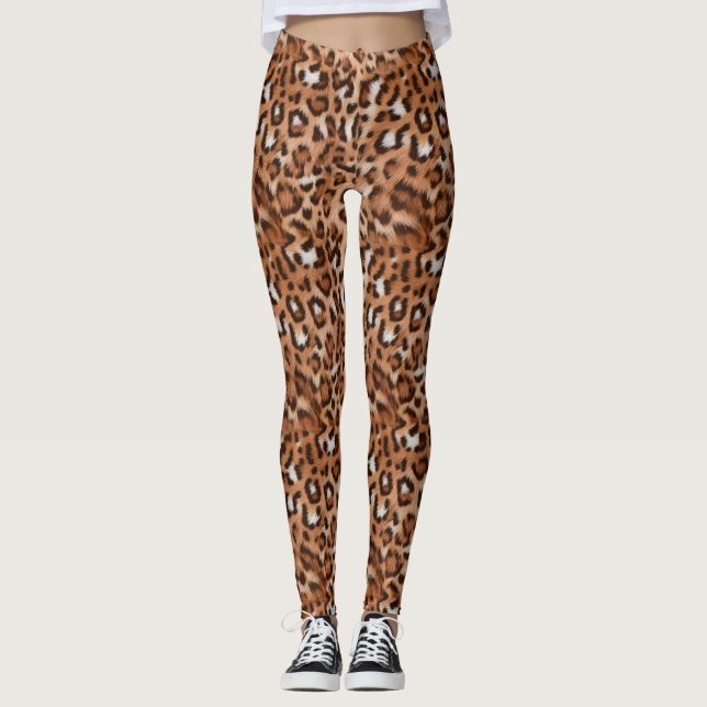 Leggings Moderno, Feroz, Leopardo Marrón, Blanco y Negro (Anverso)
