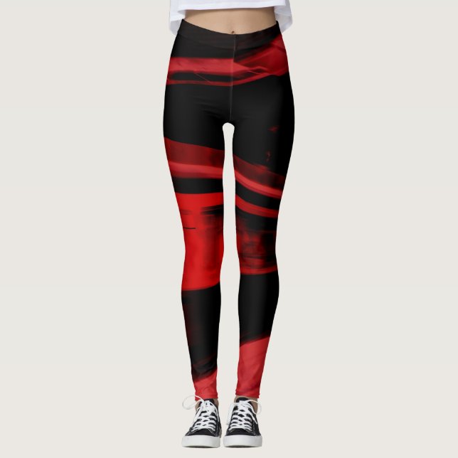 Leggings Moderno, fresco concepto de movimiento en rojo y n (Anverso)