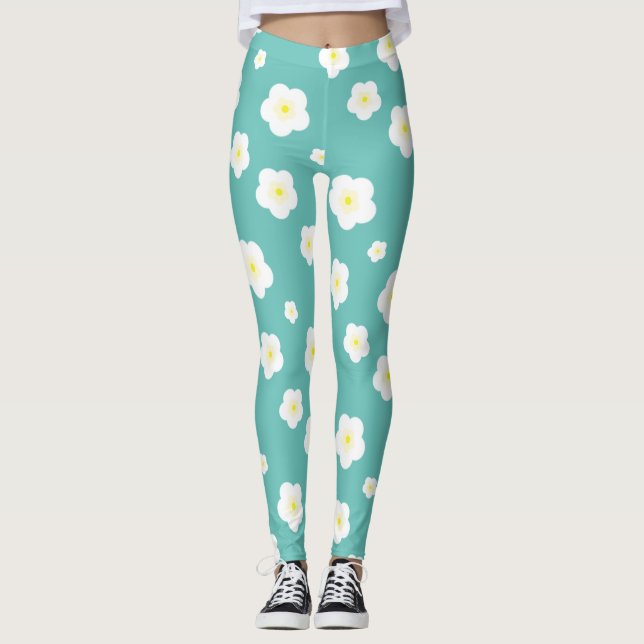 Leggings Moderno gradiente de flores de margarita de primav (Anverso)