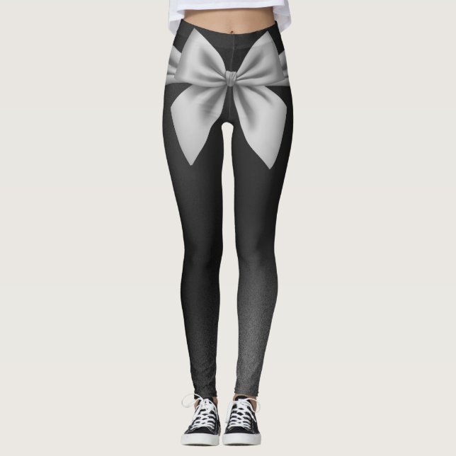 Leggings Moderno Gris Negro Bow Elegante (Anverso)