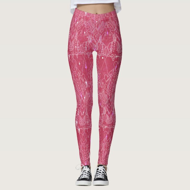 Leggings Moderno Lace-look Magenta Valentine (Anverso)