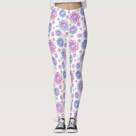 Leggings Moderno Lotus Flor Rosa Pastel Verde