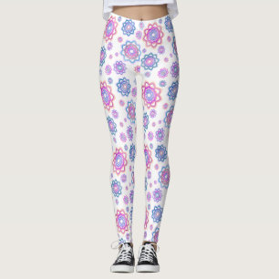 Leggings Moderno Lotus Flor Rosa Pastel Verde