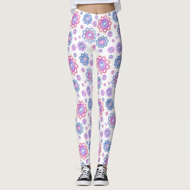 Leggings Moderno Lotus Flor Rosa Pastel Verde (Anverso)