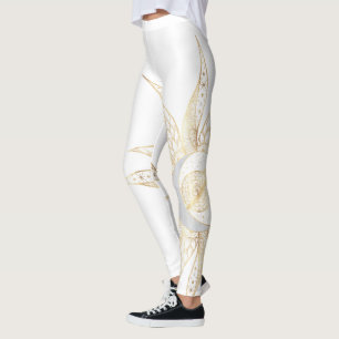 Leggings Moderno Oro Blanco Sol Luna Planeta Universo Manda
