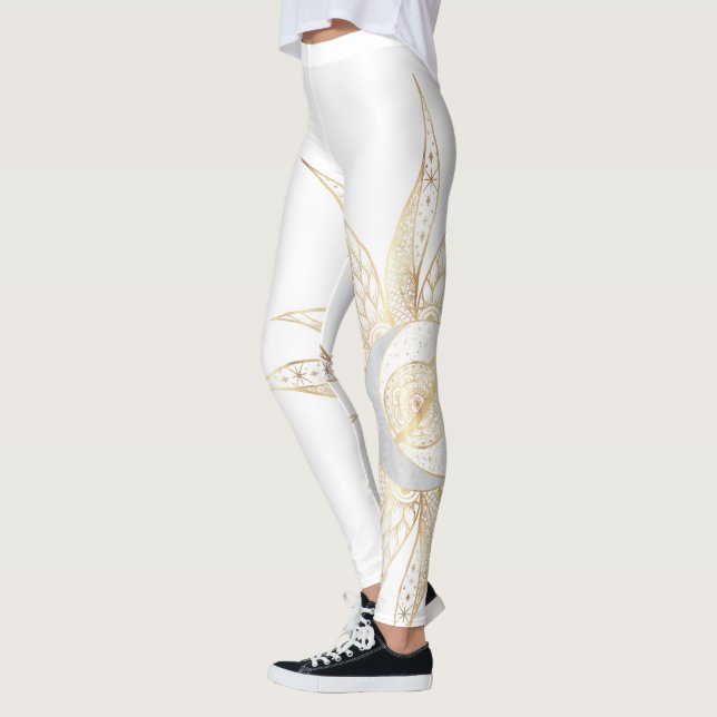 Leggings Moderno Oro Blanco Sol Luna Planeta Universo Manda (Izquierda)