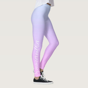 Leggings Moderno Pastel Azul y Ombre Rosa Monogramado