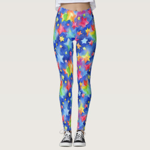 Leggings Moderno Patrón de Estrellas de Arcoíris de Colorid