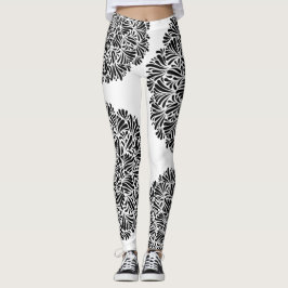 Leggings Moderno patrón de manala blanco y negro geométrico