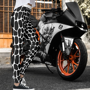 Leggings Moderno Patrón de Piedra Blanca Negro Blanco Gimna