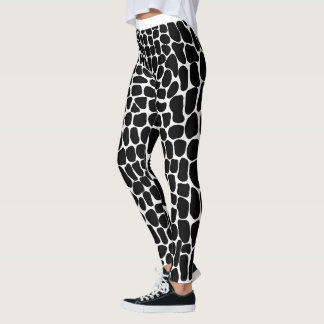 Leggings Moderno Patrón de Piedra Blanca Negro Blanco Gimna