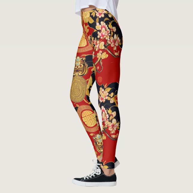 Leggings Moderno patrón lunar del año nuevo moderno asiátic (Izquierda)