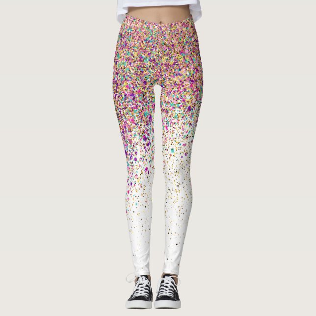 Leggings Moderno Purpurina arcoiris resplandece piernas de  (Anverso)