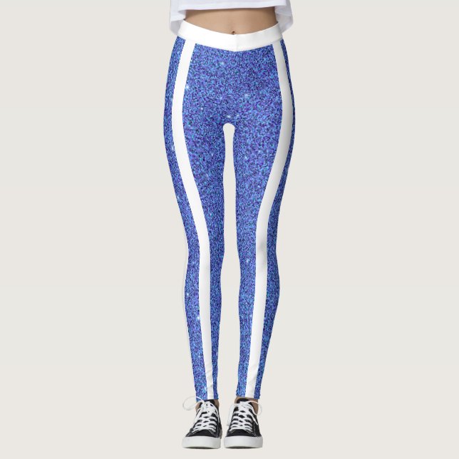 Leggings Moderno Purpurina Blanco Azul Cuto Estribos de ray (Anverso)