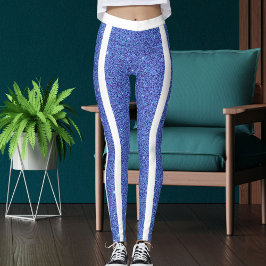 Leggings Moderno Purpurina Blanco Azul Cuto Estribos de ray