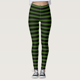 Leggings Moderno Verde oscuro y rayas negras