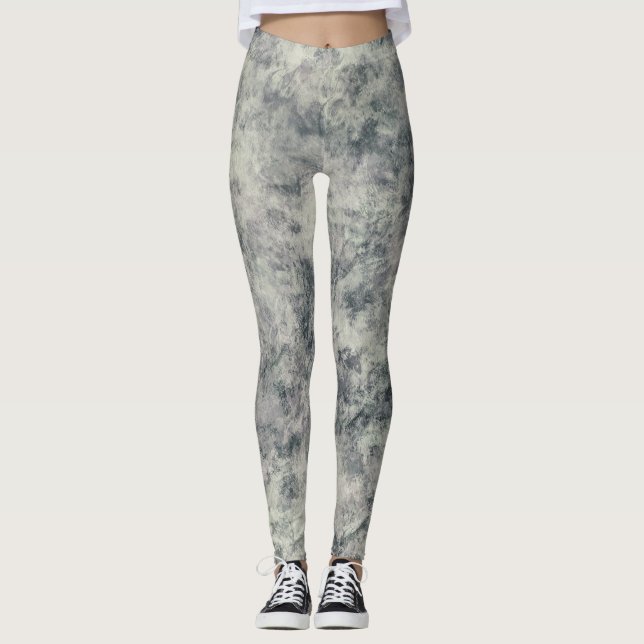 Leggings Moderno Verde Salvia Lavanda Gris Texturizado Abst (Anverso)