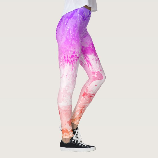 Leggings Moderno y elegante arte abstracto rosa morado rojo (Derecha)