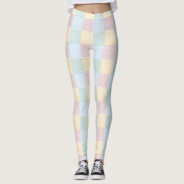 Leggings Moderno y elegante rosa rosa azul verde amarillo b (Anverso)