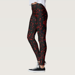 Leggings Modernos motivos de arte fractal rojo negro