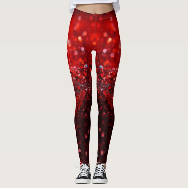 Leggings Modestable con diseño de purpurina rojo (Anverso)
