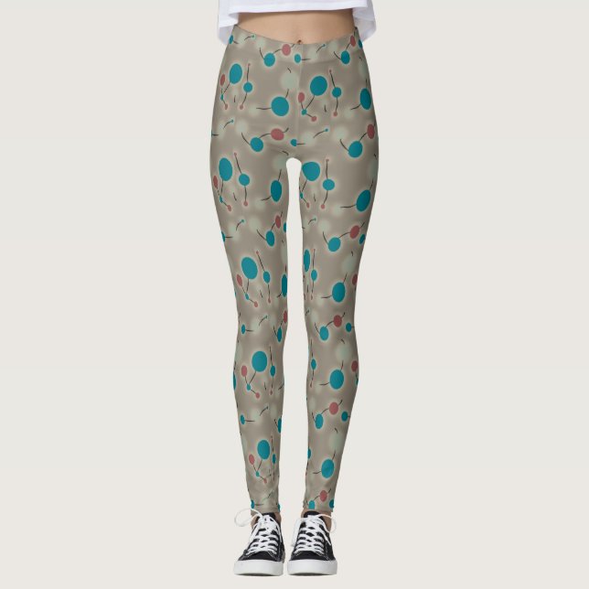 Leggings Moléculas pequeñas retro juguetoneras gris azul un (Anverso)