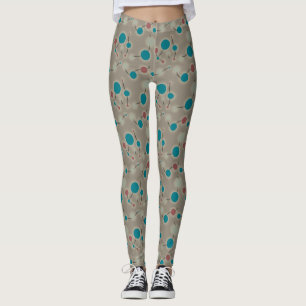Leggings Moléculas pequeñas retro pegadas y de color gris