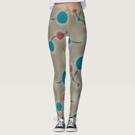 Leggings Moléculas Retro Grande Y Playas Universas Gris Azu