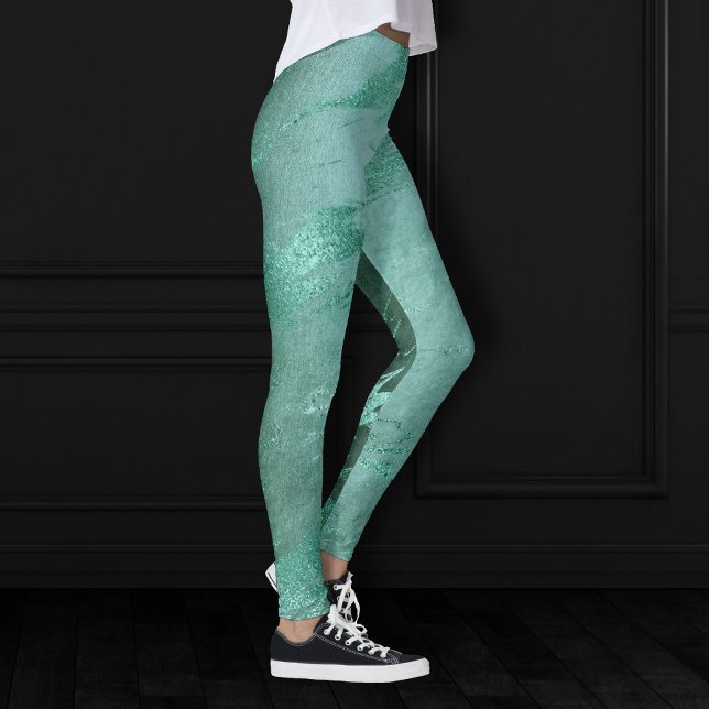 Leggings Molten Jade | Mármol de lujo verde esmeralda (Subido por el creador)
