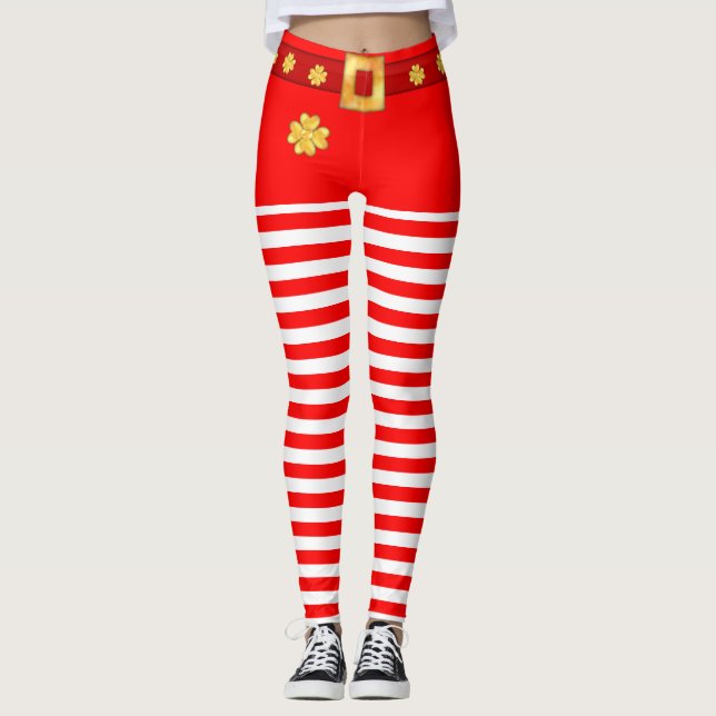 Leggings Mona adorable a rayas blancas y rojas (Anverso)