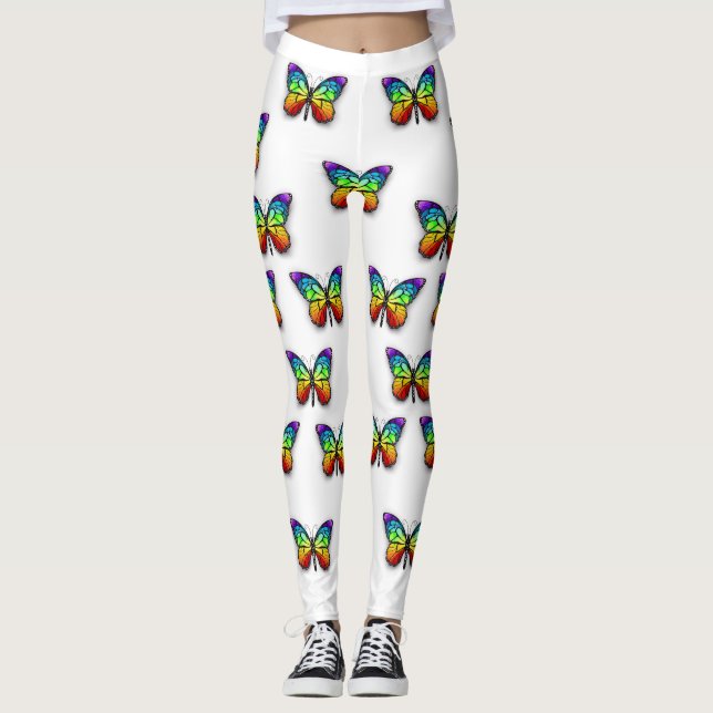 Leggings Monarca de mariposa arcoiris (Anverso)