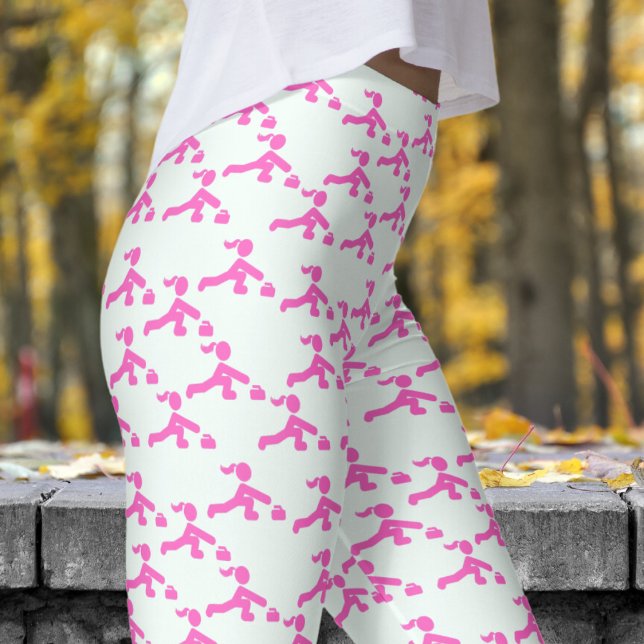 Leggings Moneda blanca divertida y patrón de curvatura de m (Womens Curling on White Mint Cream Leggings)