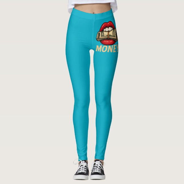 Leggings Money Lips - Declaración de arte pop auda (Anverso)